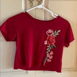 Read flower print crop top